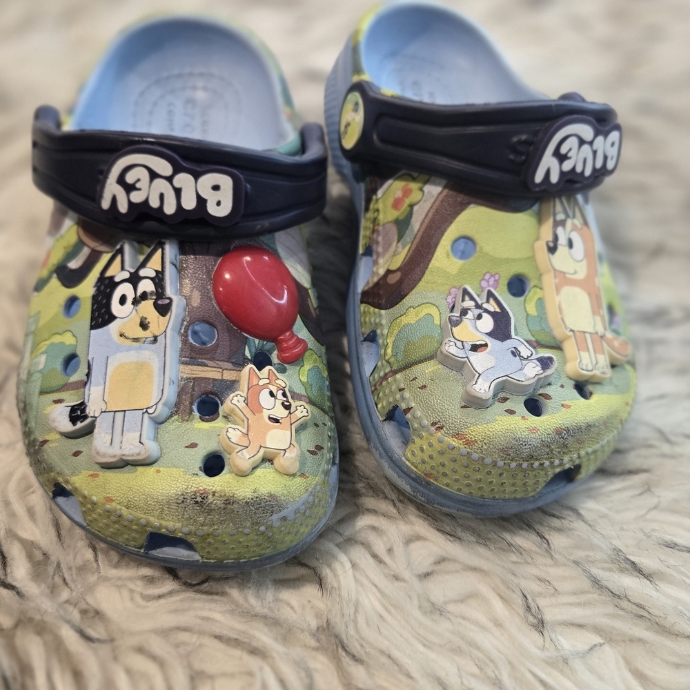 Kids Bluey Green and Blue Slip-On Crocs for Kids